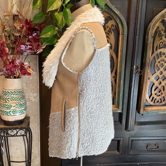 Anthropologie Sunday Monday Sherpa Moto Jacket Vest - Picture 6 of 15